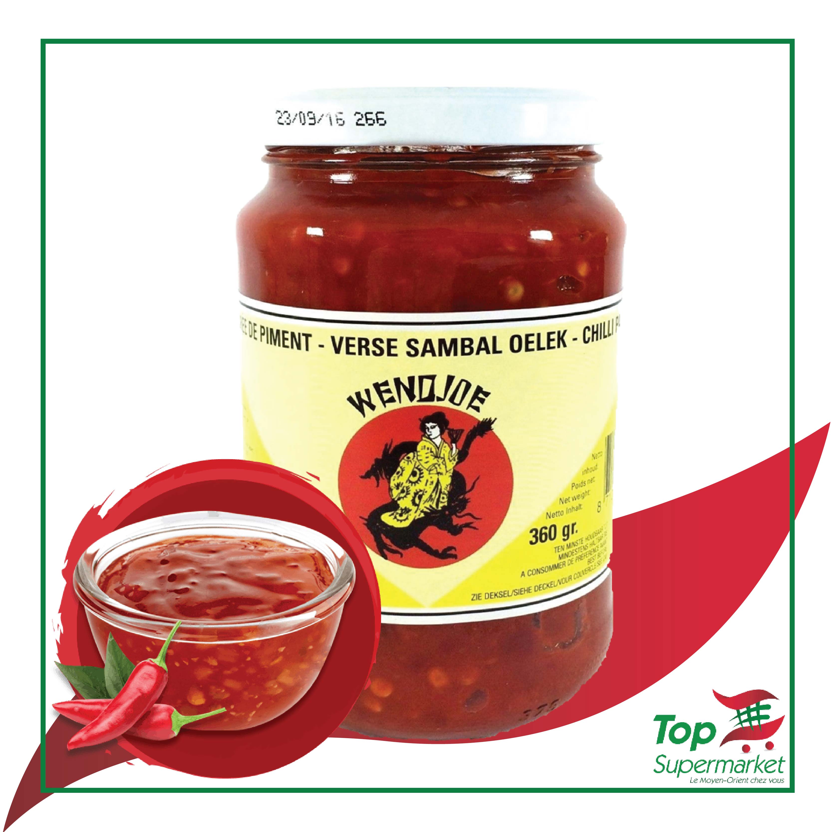 Wendjoe Sambal Oelek purée de piment 360gr